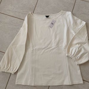 NWT Ann Taylor Ivory Long Sleeve Top